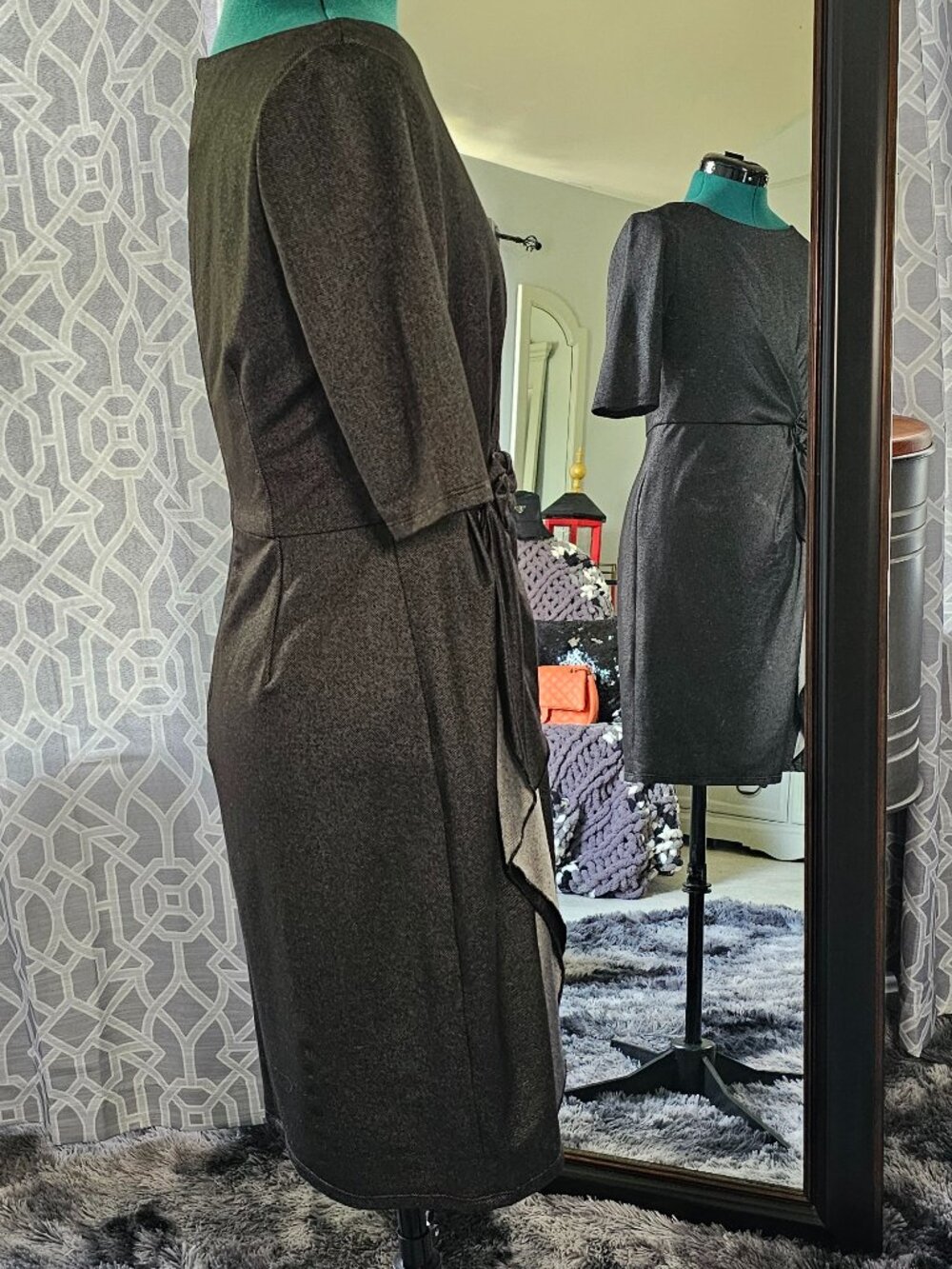 Suzi Chin for Maggy Boutique Draped Knot‑Front Jersey Dress – Size 6 (Vintage) - Picture 4 of 6